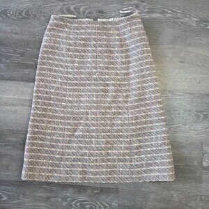 Authentic Chanel Tweed Skirt Gold Hardware FR 36 Beige w/ Official COA